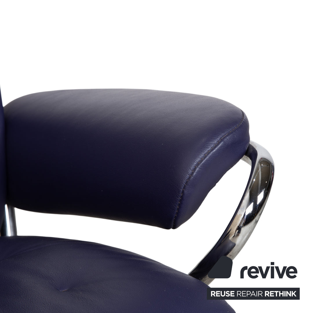 Stressless Metro Leder Sessel Blau Lila manuelle Funktion inkl. Hocker