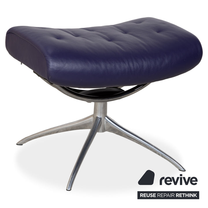 Stressless Metro Leder Sessel Blau Lila manuelle Funktion inkl. Hocker
