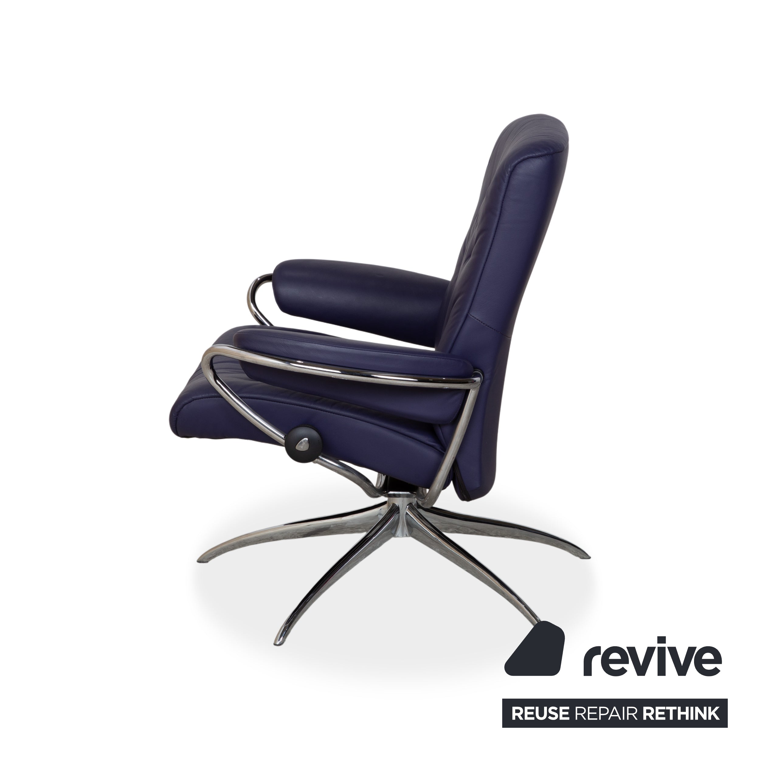 Stressless Metro Leder Sessel Blau Lila manuelle Funktion inkl. Hocker
