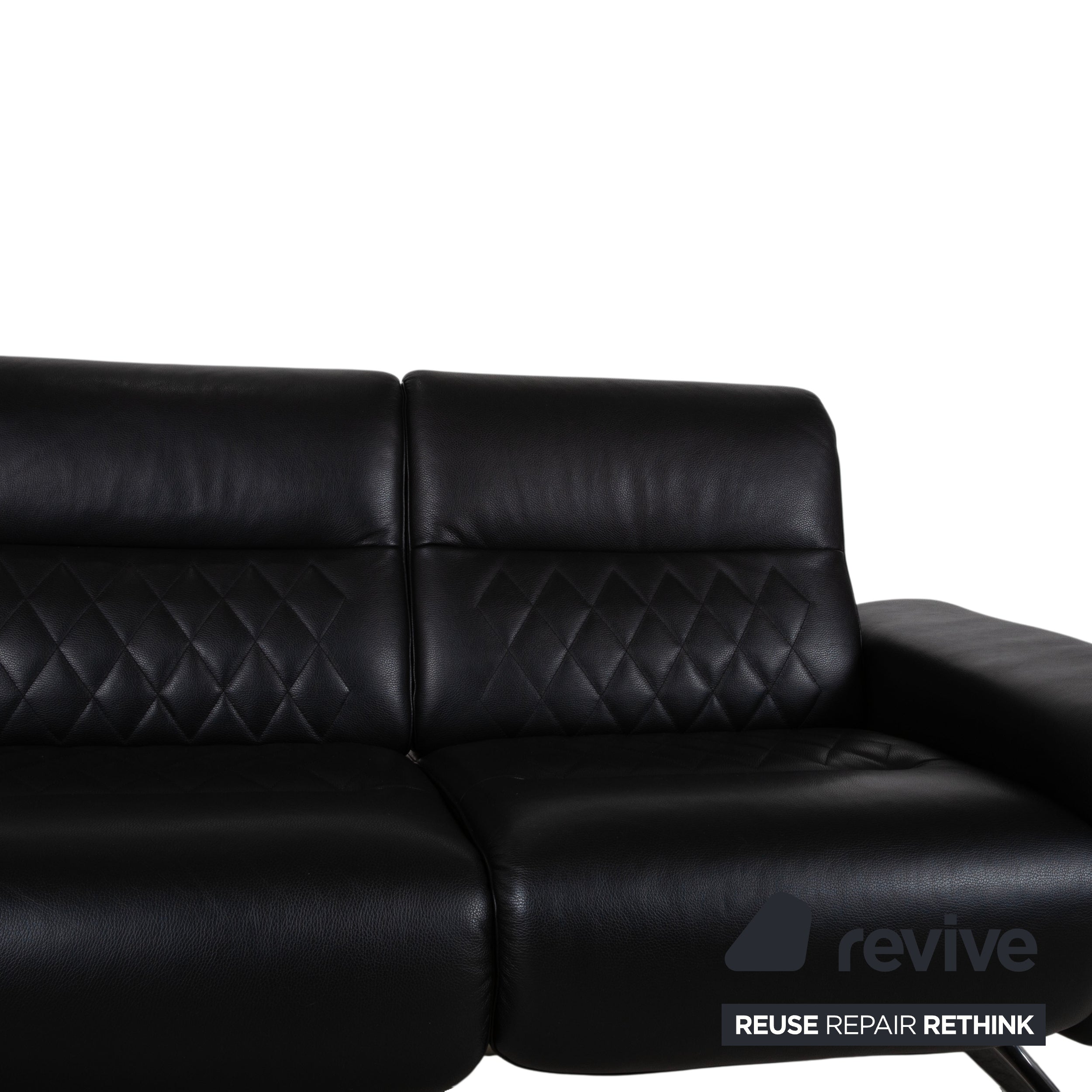 Stressless Michelle Leather Chrome Two-Seater Black Manual Function Sofa Couch