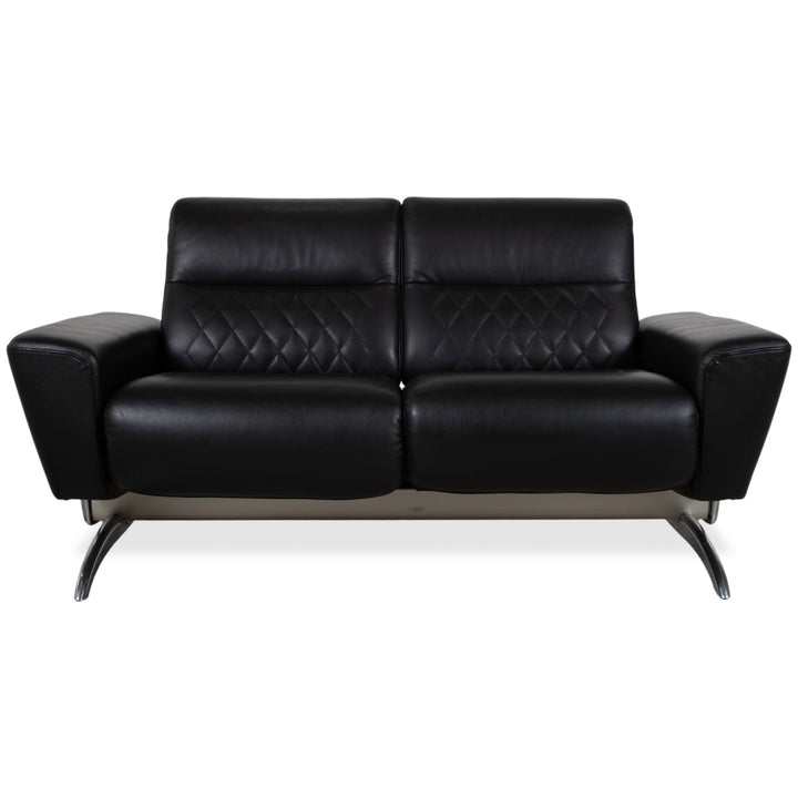 Stressless Michelle Leder Chrom Zweisitzer Schwarz manuelle Funktion Sofa Couch