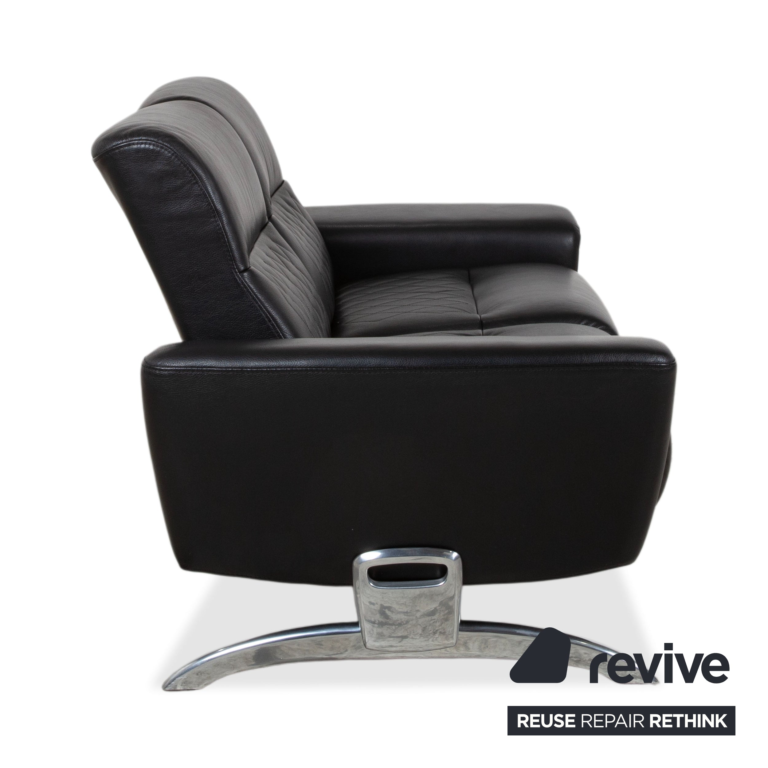 Stressless Michelle Leather Chrome Two-Seater Black Manual Function Sofa Couch