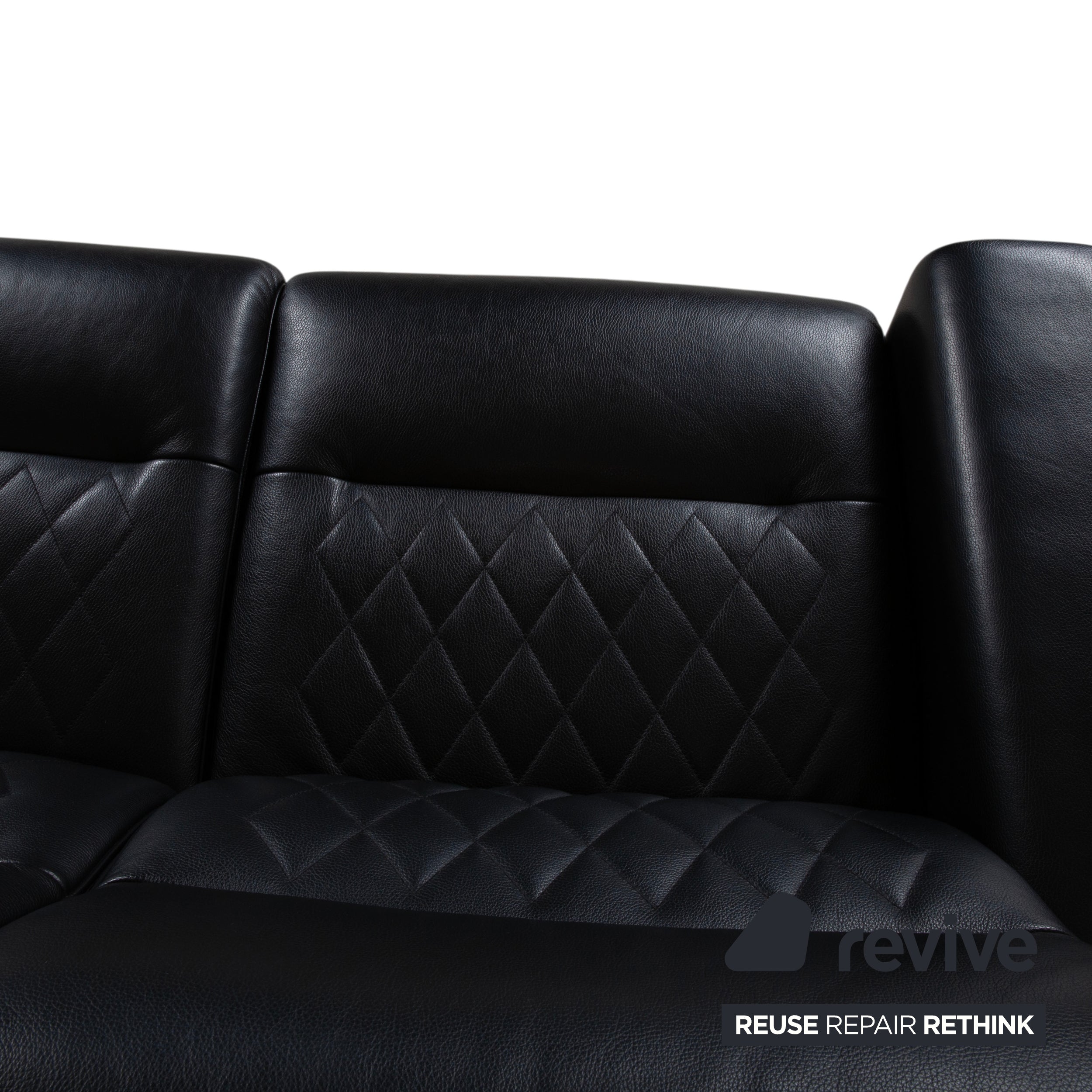 Stressless Michelle Leather Chrome Two-Seater Black Manual Function Sofa Couch