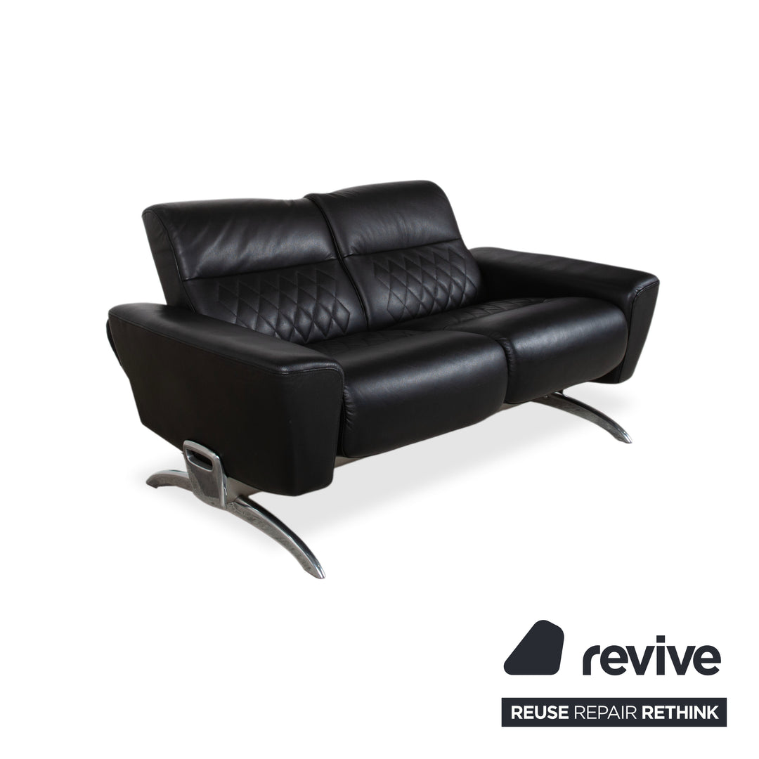 Stressless Michelle Leder Chrom Zweisitzer Schwarz manuelle Funktion Sofa Couch