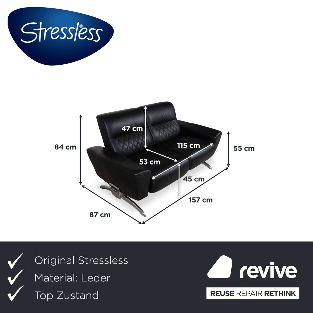 Stressless Michelle Leder Chrom Zweisitzer Schwarz manuelle Funktion Sofa Couch