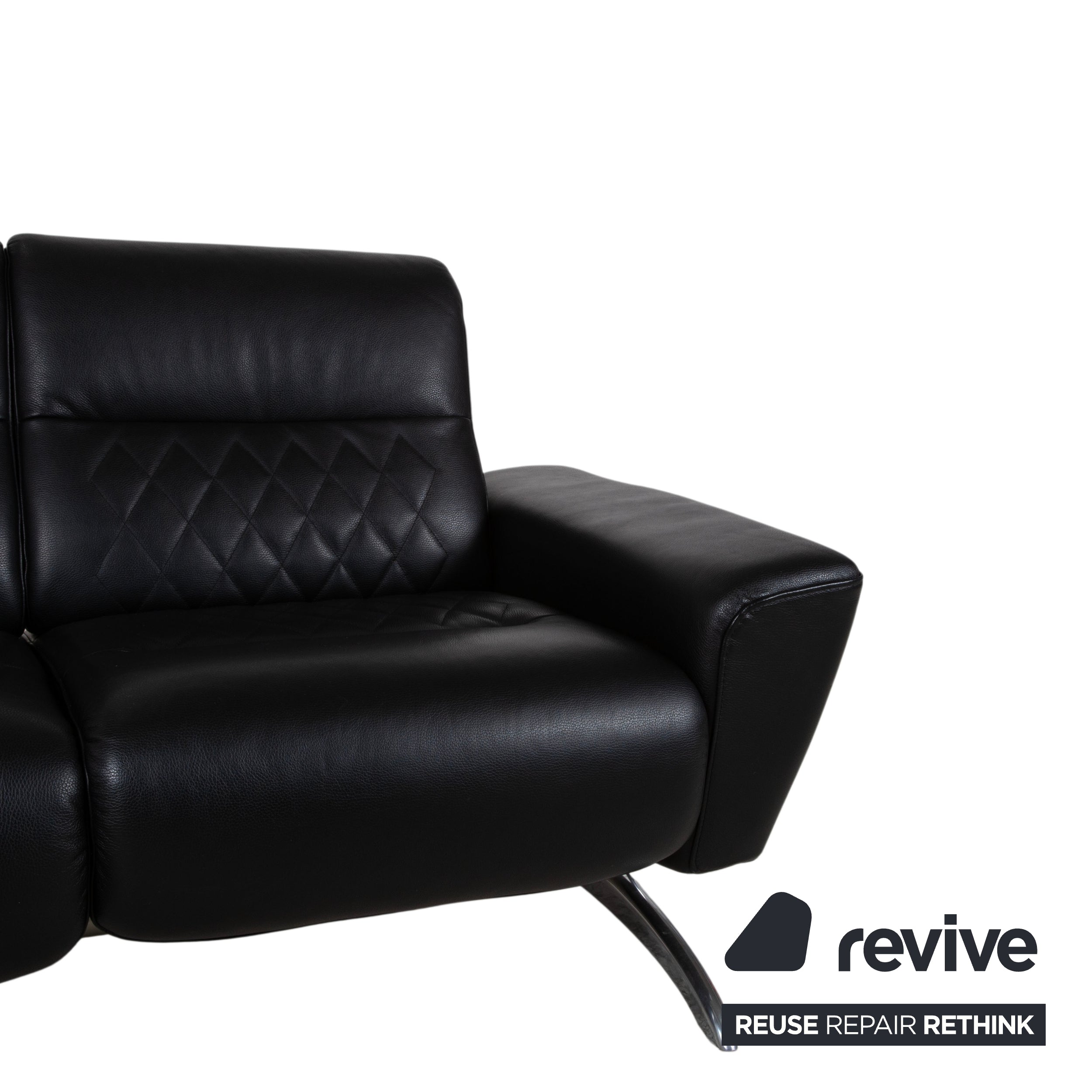 Stressless Michelle Leather Chrome Two-Seater Black Manual Function Sofa Couch