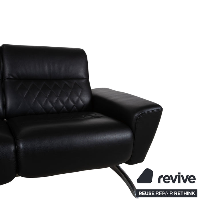 Stressless Michelle Leder Chrom Zweisitzer Schwarz manuelle Funktion Sofa Couch