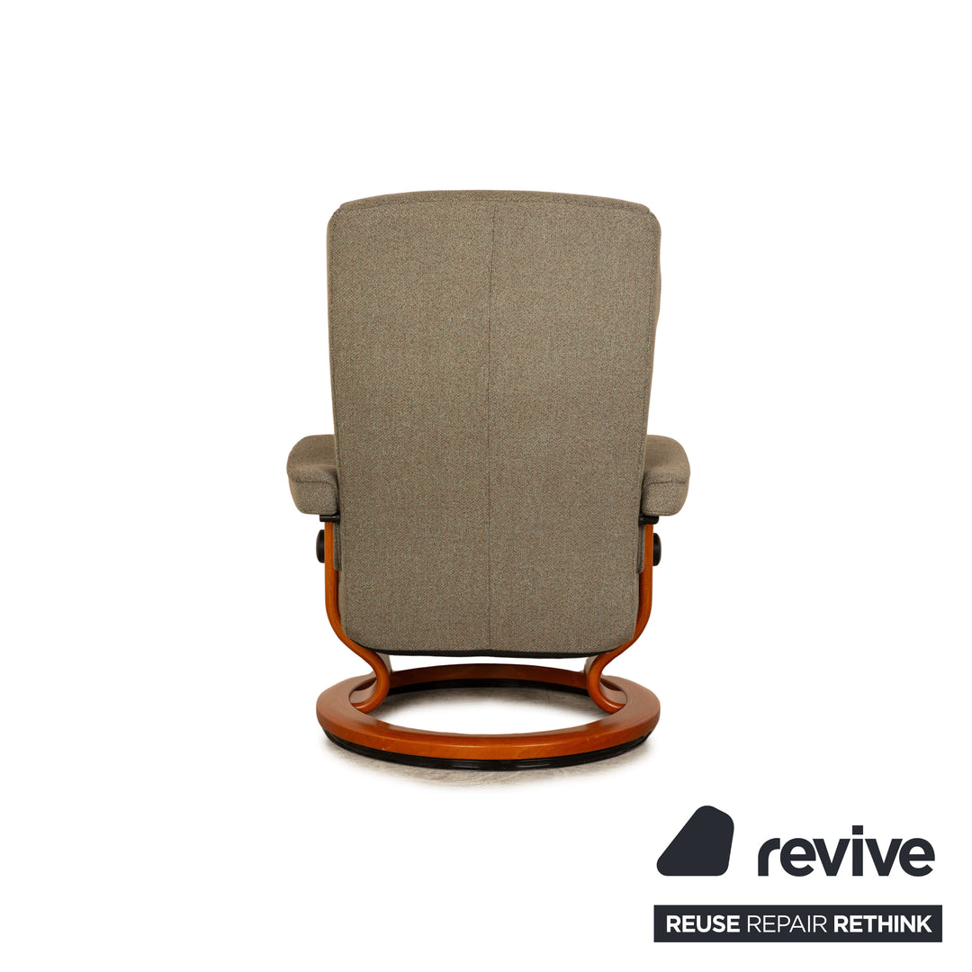 Stressless Nordic Stoff Sessel Garnitur Grau inkl. Hocker manuelle Funktion Größe M