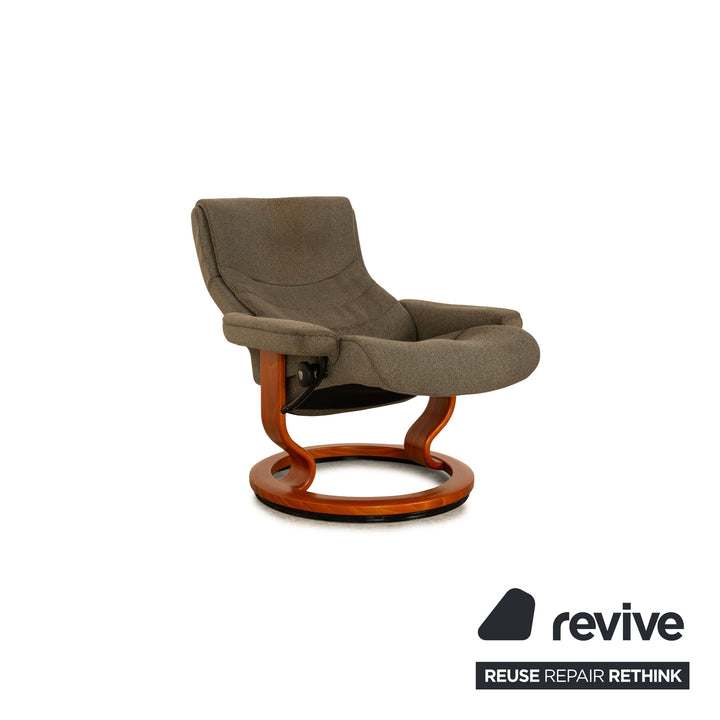 Stressless Nordic Stoff Sessel Garnitur Grau inkl. Hocker manuelle Funktion Größe M