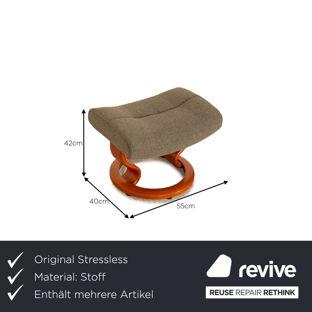 Stressless Nordic Stoff Sessel Garnitur Grau inkl. Hocker manuelle Funktion Größe M