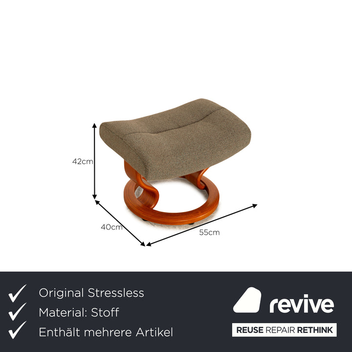 Stressless Nordic Stoff Sessel Garnitur Grau inkl. Hocker manuelle Funktion Größe M