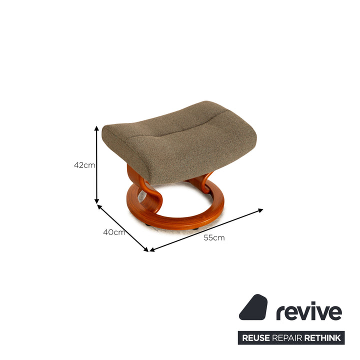 Stressless Nordic Stoff Sessel Grau inkl. Hocker manuelle Funktion Größe M