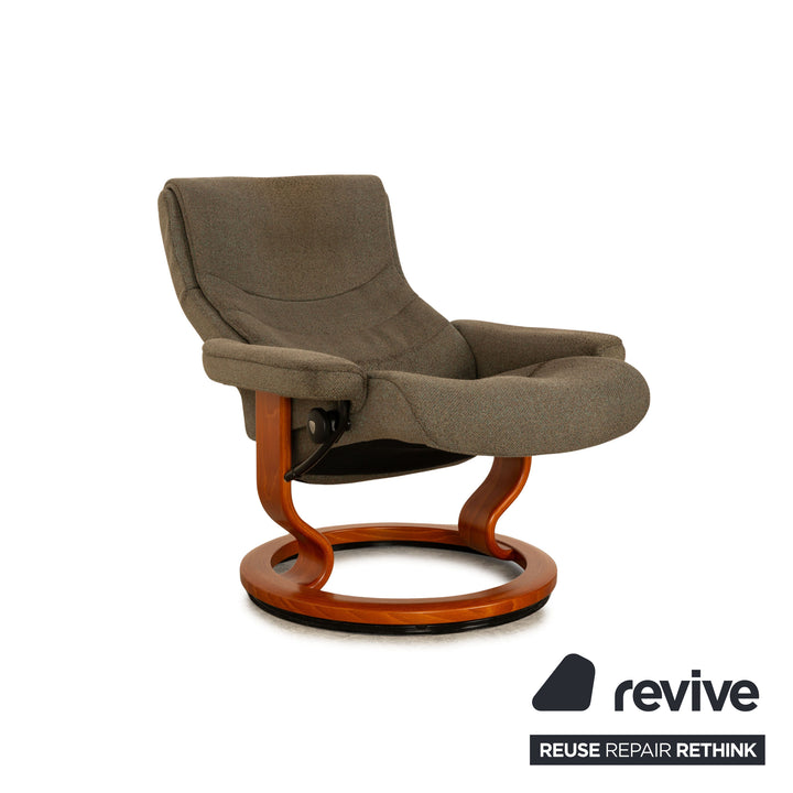 Stressless Nordic Stoff Sessel Grau inkl. Hocker manuelle Funktion Größe M