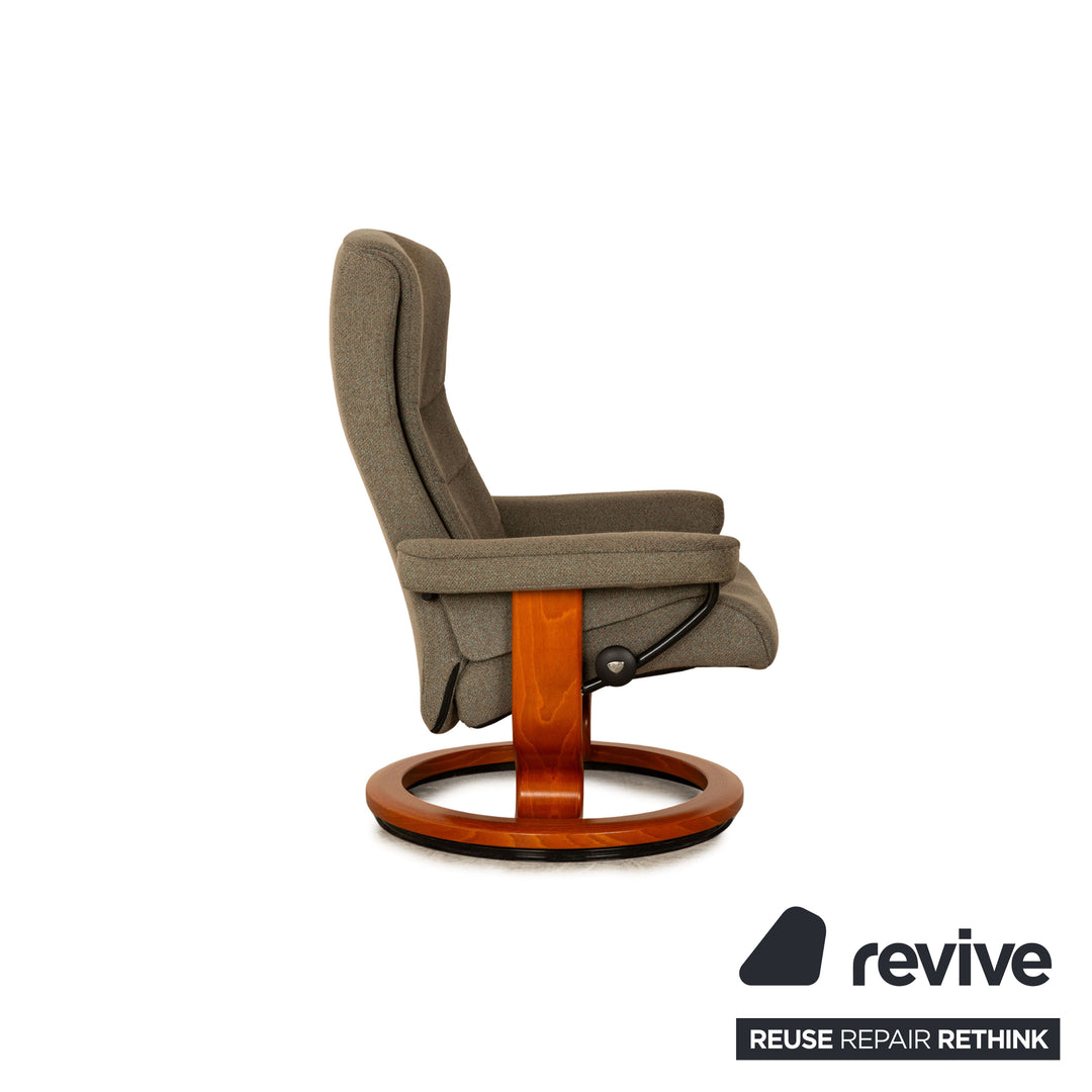 Stressless Nordic Stoff Sessel Grau inkl. Hocker manuelle Funktion Größe M