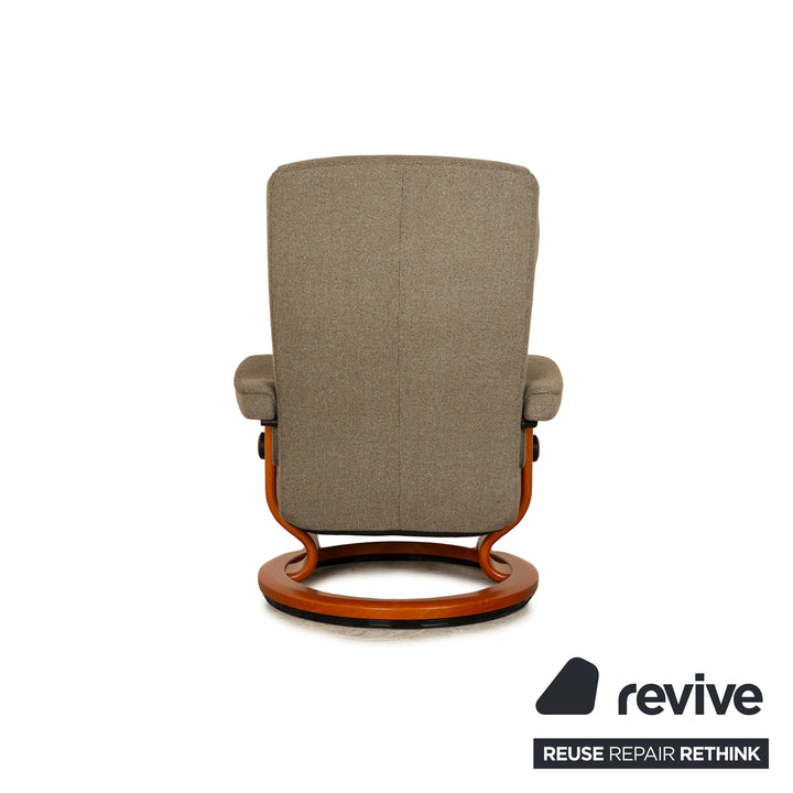 Stressless Nordic Stoff Sessel Grau inkl. Hocker manuelle Funktion Größe M