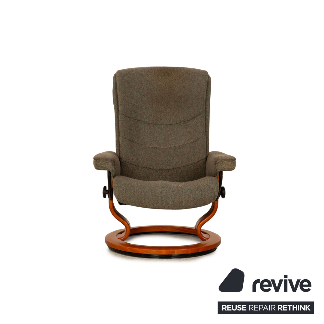 Stressless Nordic Stoff Sessel Grau inkl. Hocker manuelle Funktion Größe M