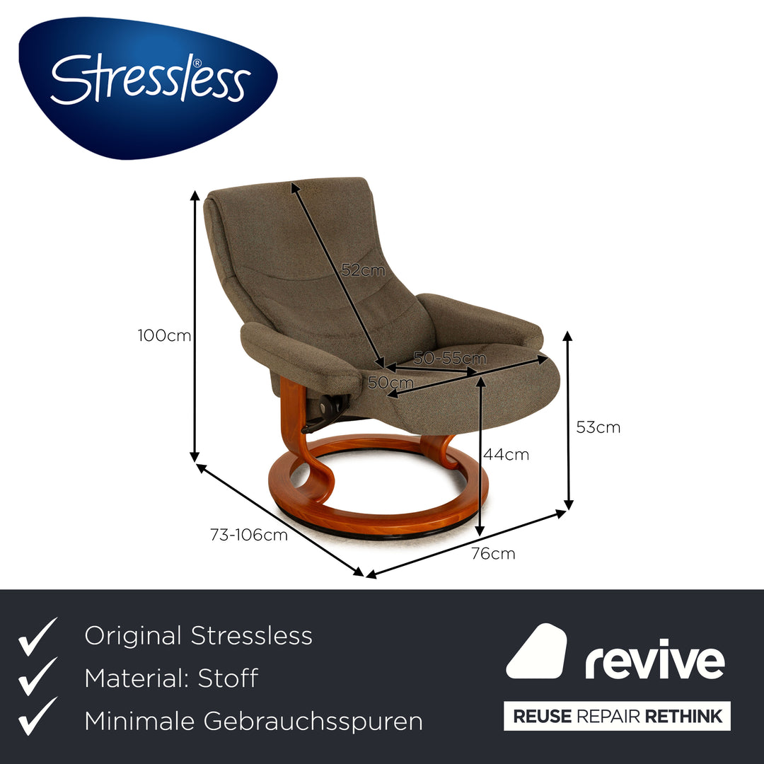 Stressless Nordic Stoff Sessel Grau inkl. Hocker manuelle Funktion Größe M