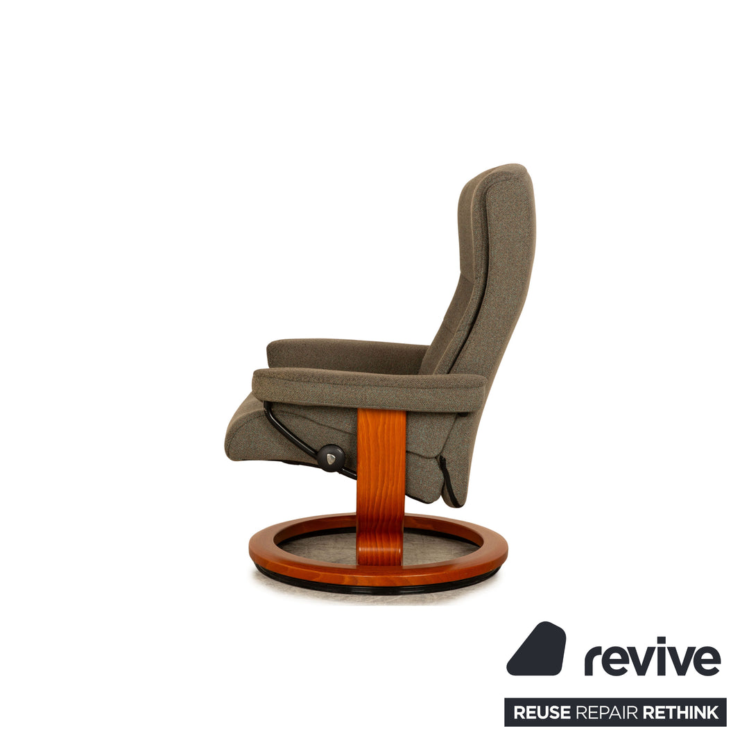 Stressless Nordic Stoff Sessel Grau inkl. Hocker manuelle Funktion Größe M