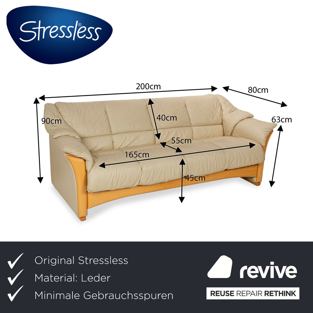 Stressless Oslo Leder Dreisitzer	Beige Sofa Couch