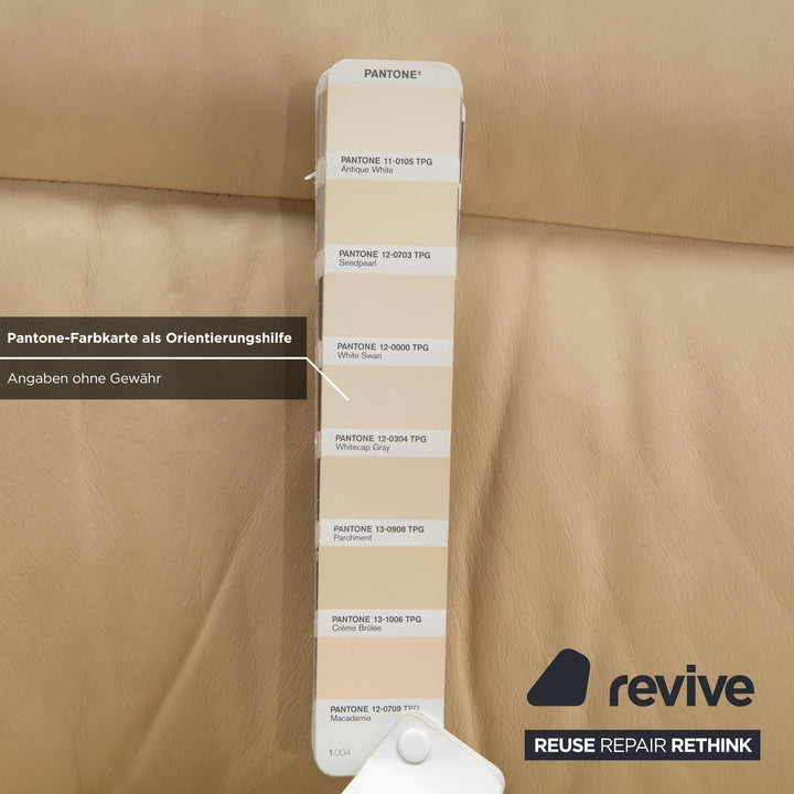 Stressless Oslo Leather Three-Seater Cream Beige Sofa Couch Wood Manual Function