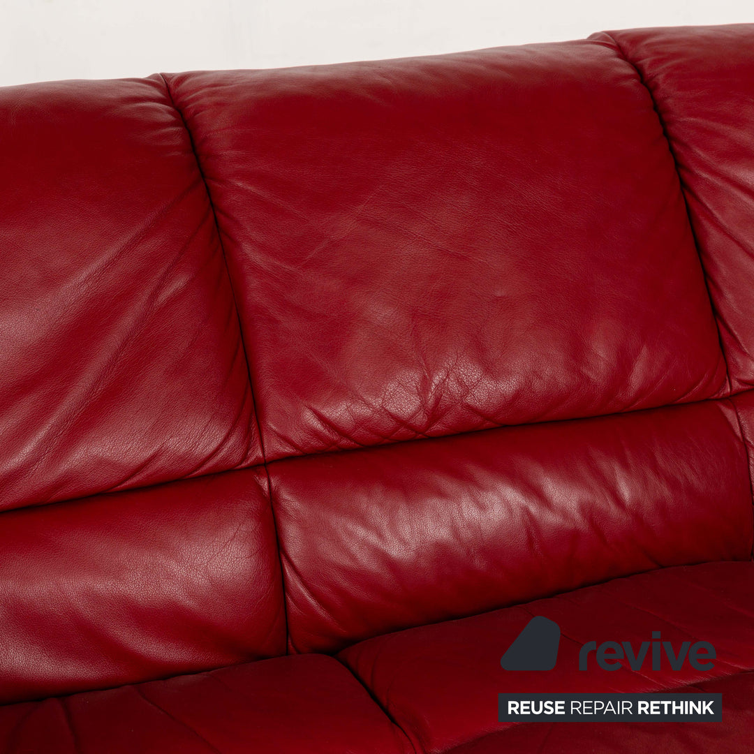 Stressless Oslo Leder Dreisitzer Rot Sofa Couch