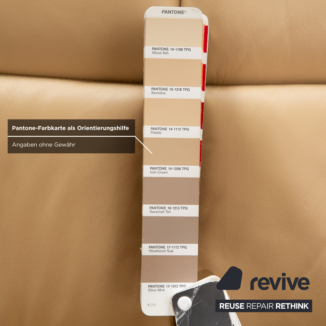 Stressless Oslo Leder Holz Viersitzer Beige Creme Braun Sofa Couch