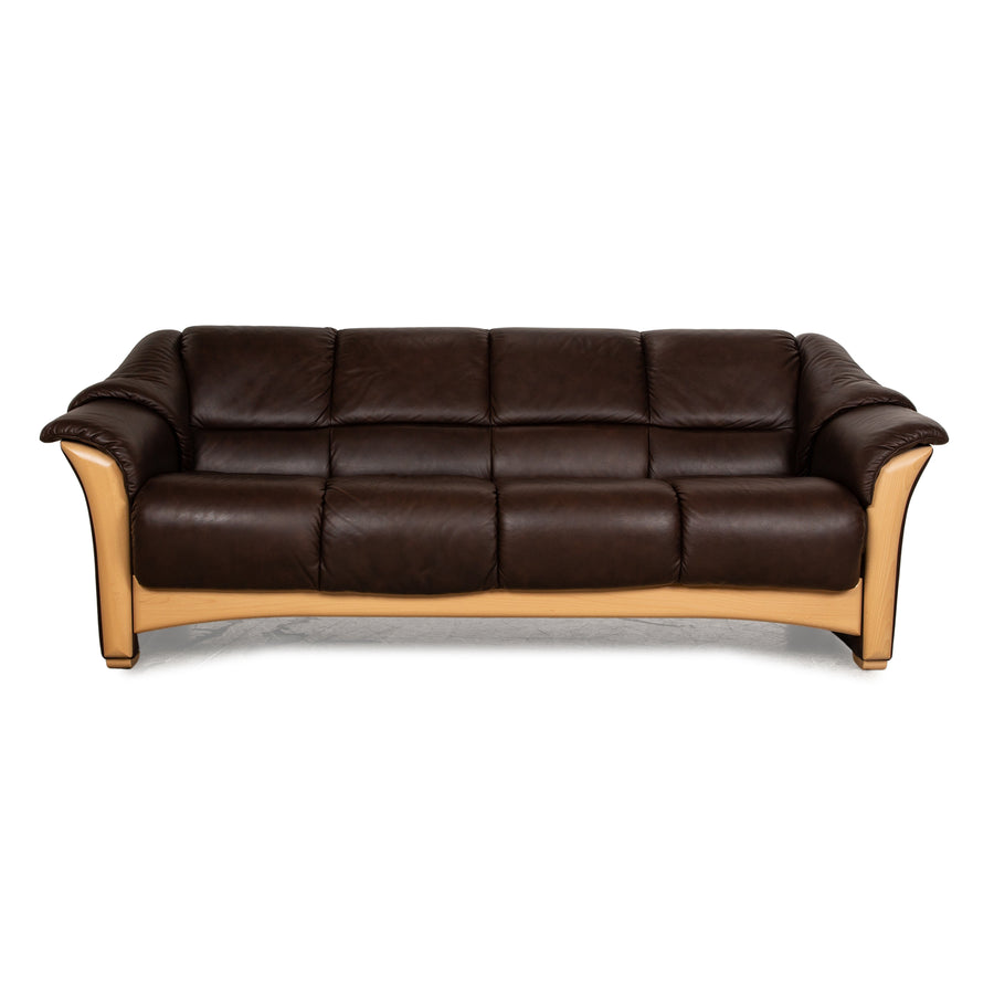 Stressless Oslo Leather Four Seater Brown Sofa Couch