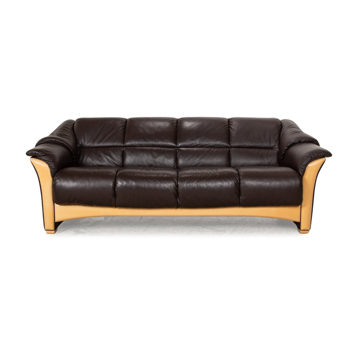 Stressless Oslo Leather Four Seater Brown Sofa Couch