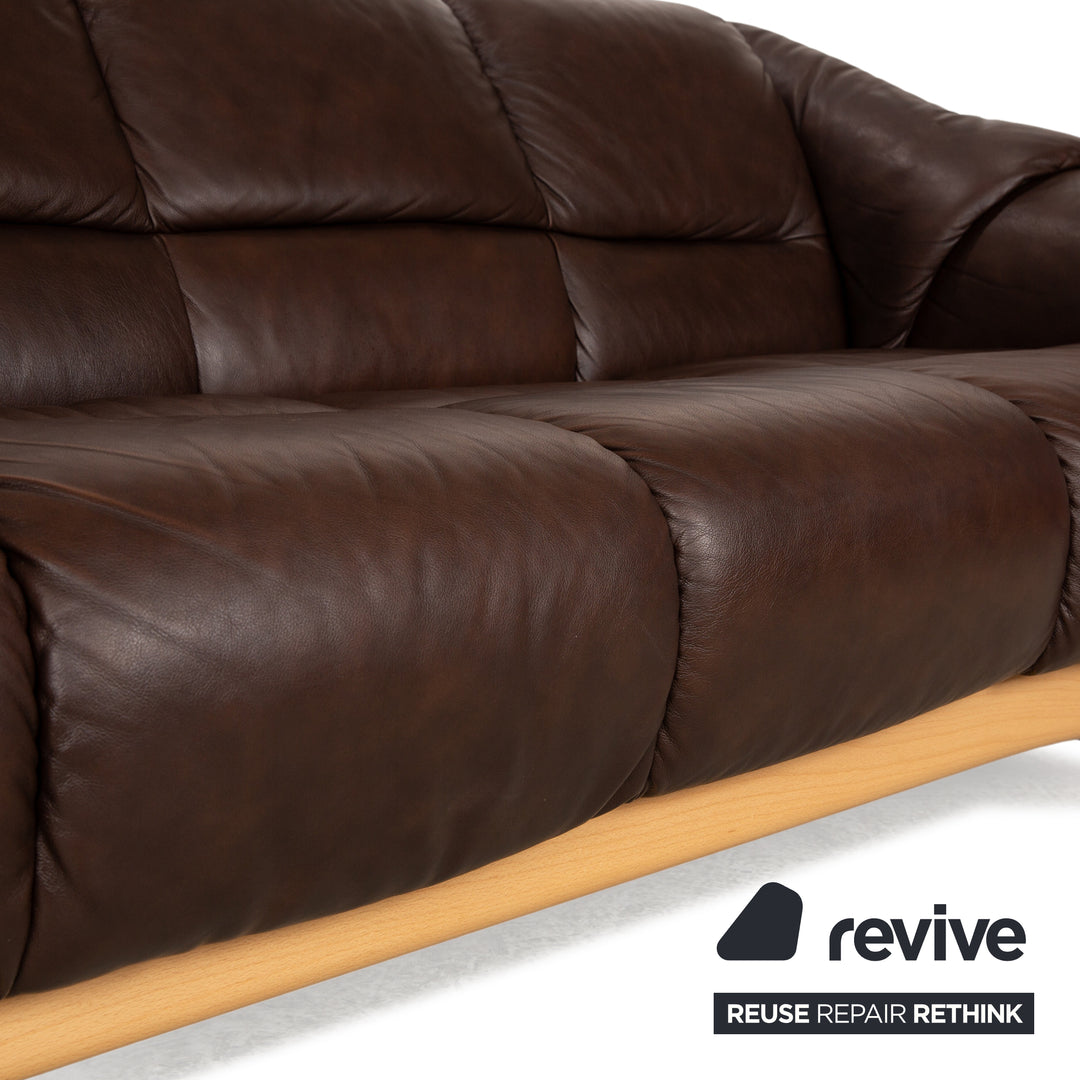 Stressless Oslo Leather Four Seater Brown Sofa Couch