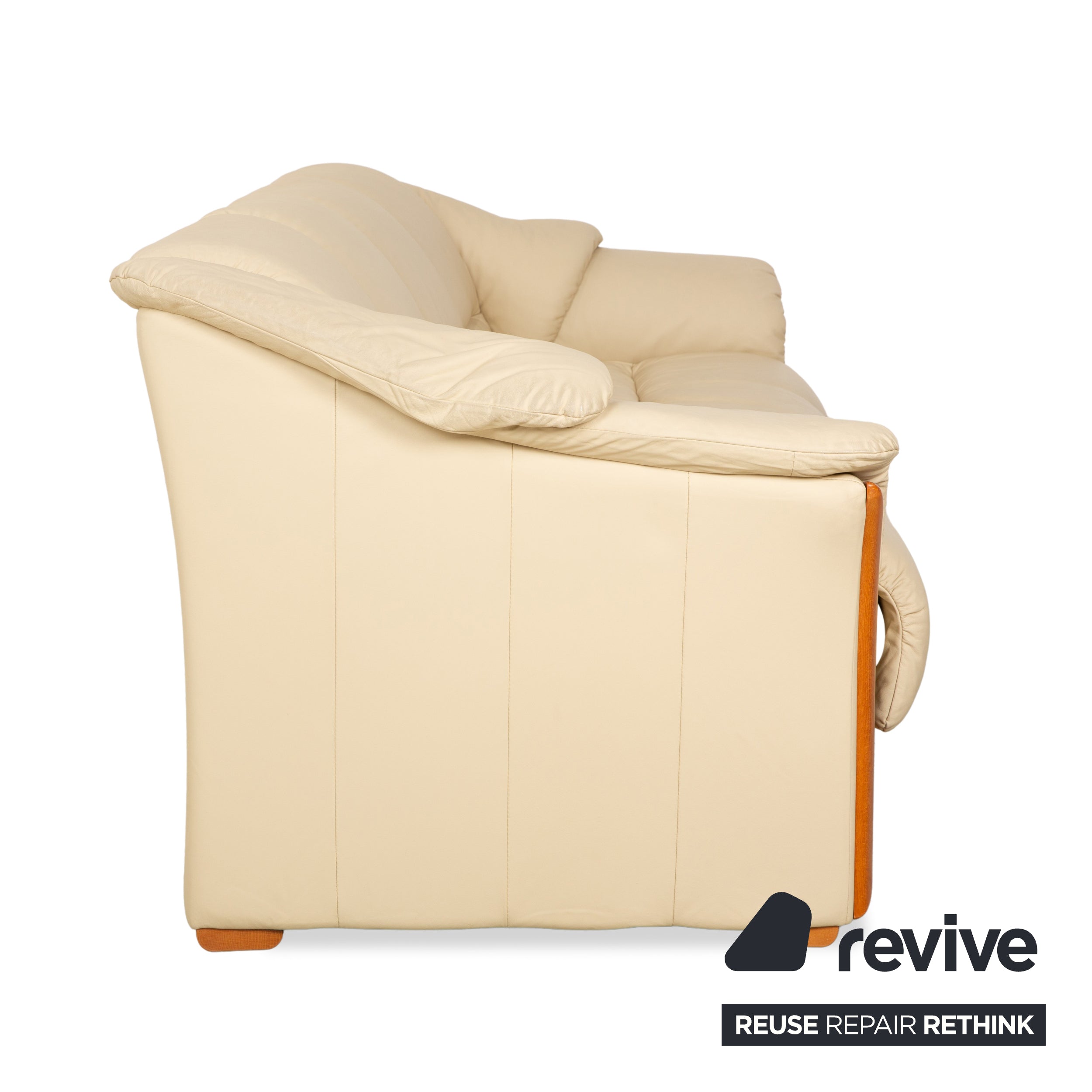 Stressless Oslo Leather Four Seater Cream Sofa Couch