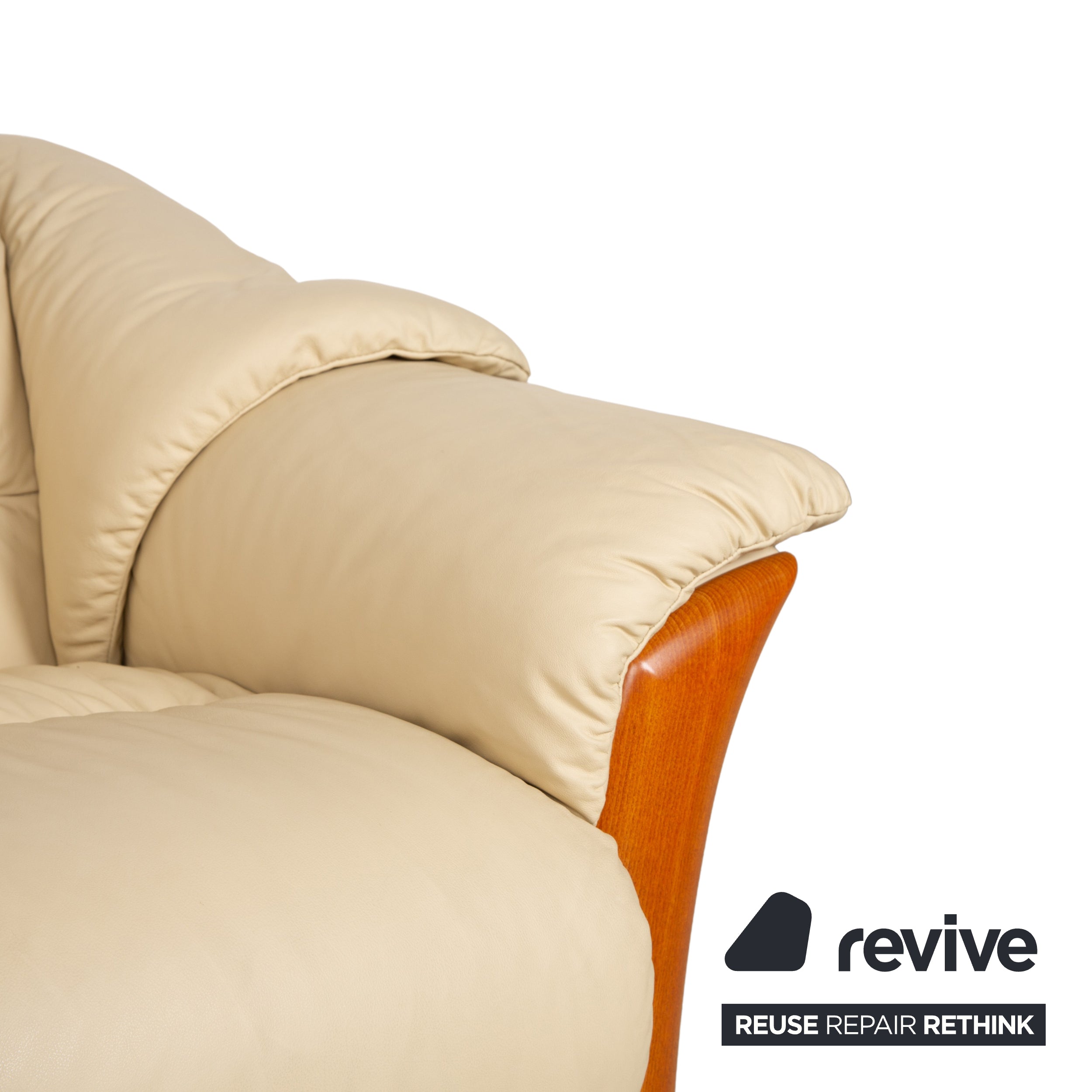 Stressless Oslo Leather Four Seater Cream Sofa Couch