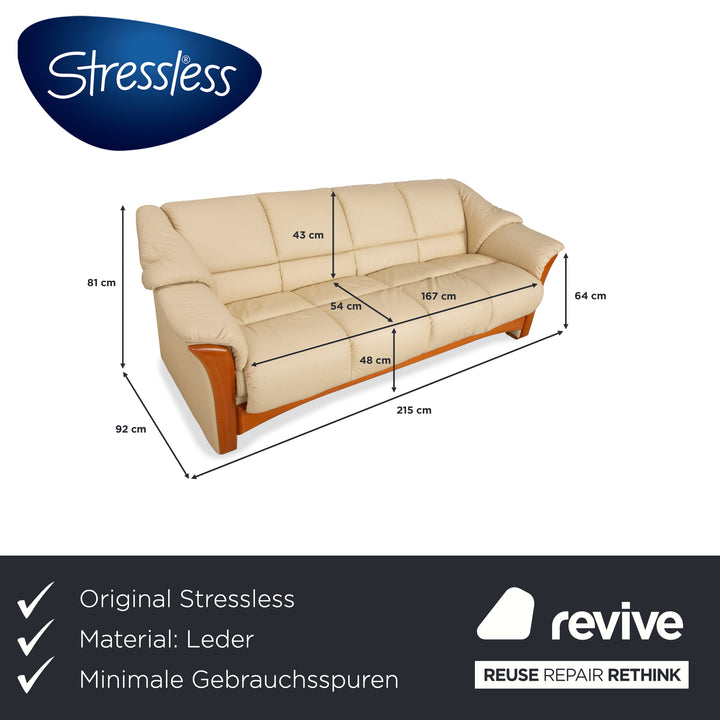 Canapé quatre places en cuir crème Oslo Stressless