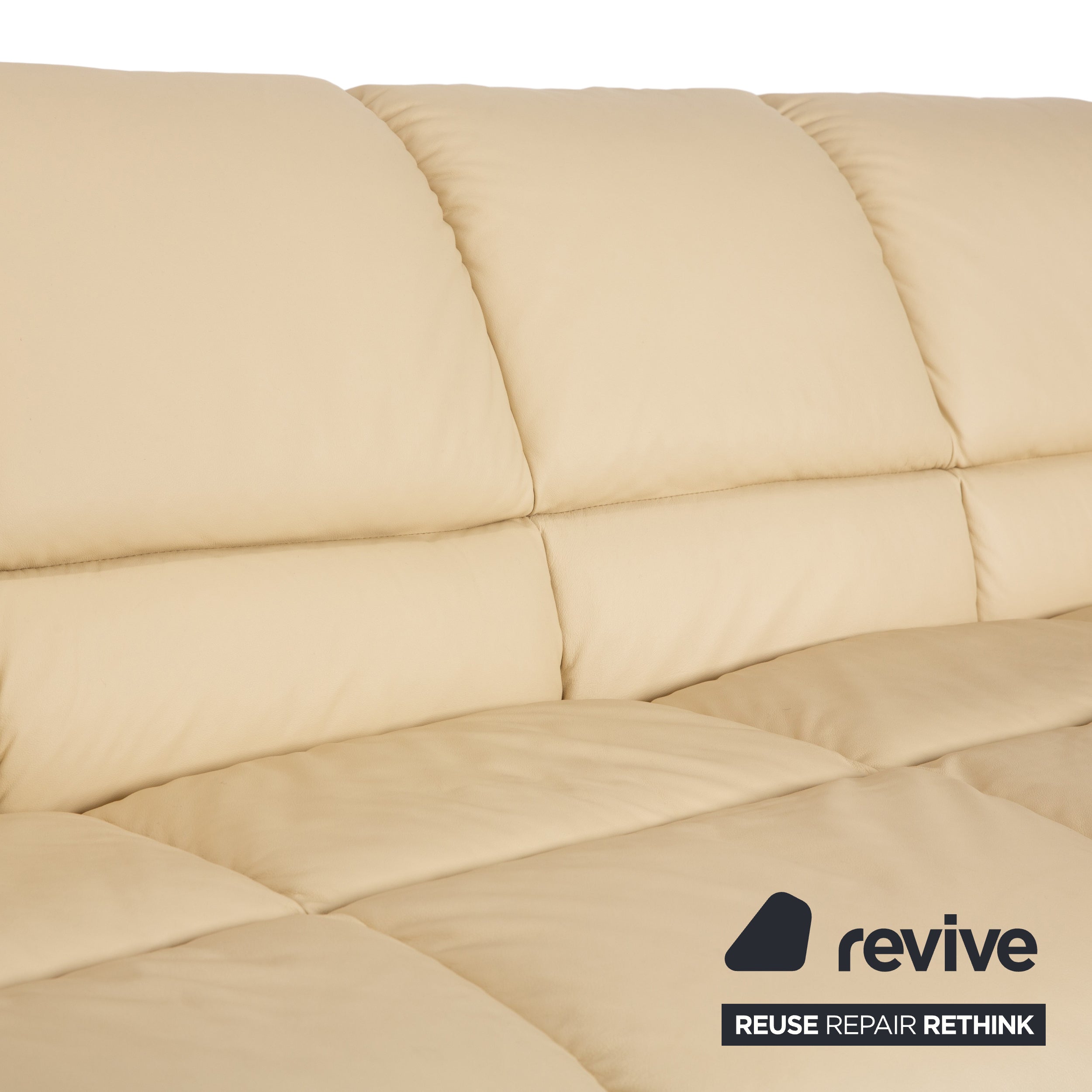 Stressless Oslo Leather Four Seater Cream Sofa Couch
