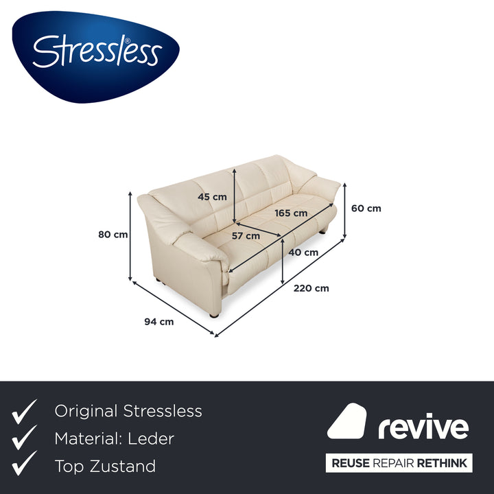 Stressless Oslo Leder Viersitzer Creme Weiß Eierschale Sofa Couch