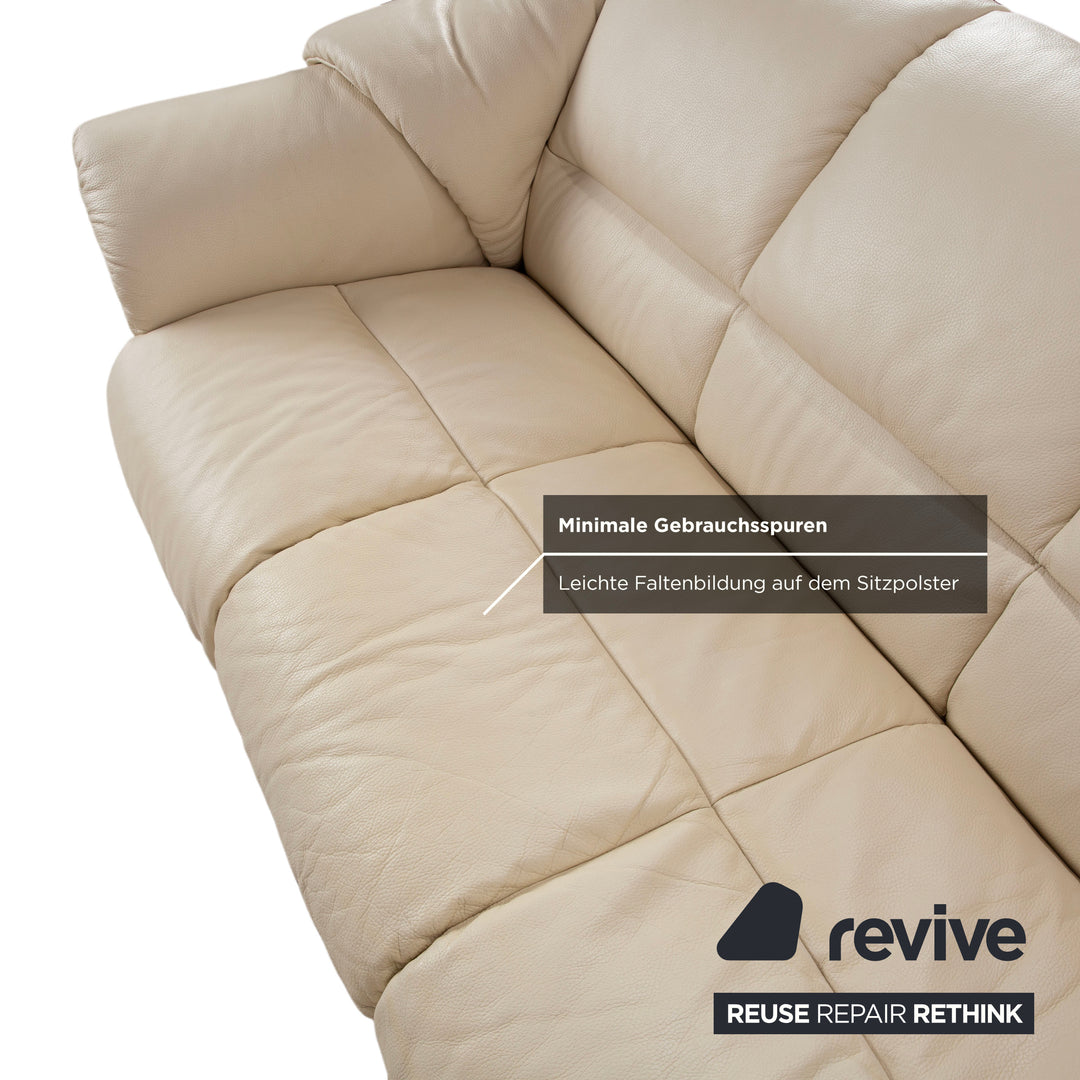 Stressless Oslo Leather Four-Seater Cream White Eggshell Sofa Couch