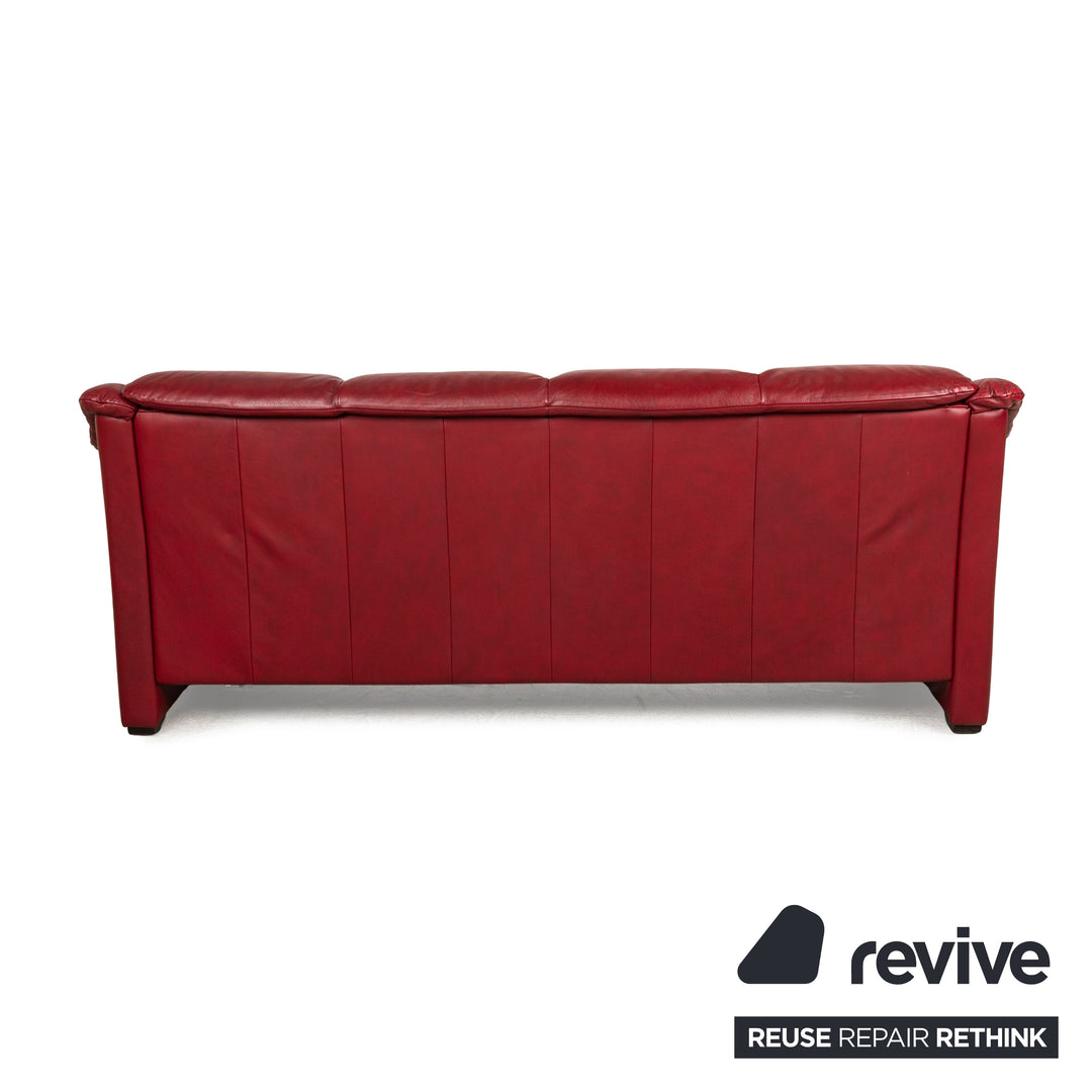 Stressless Oslo Leather Four Seater Red Sofa Couch