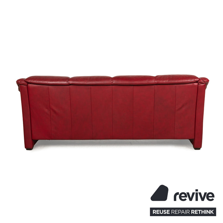 Stressless Oslo Leather Four Seater Red Sofa Couch