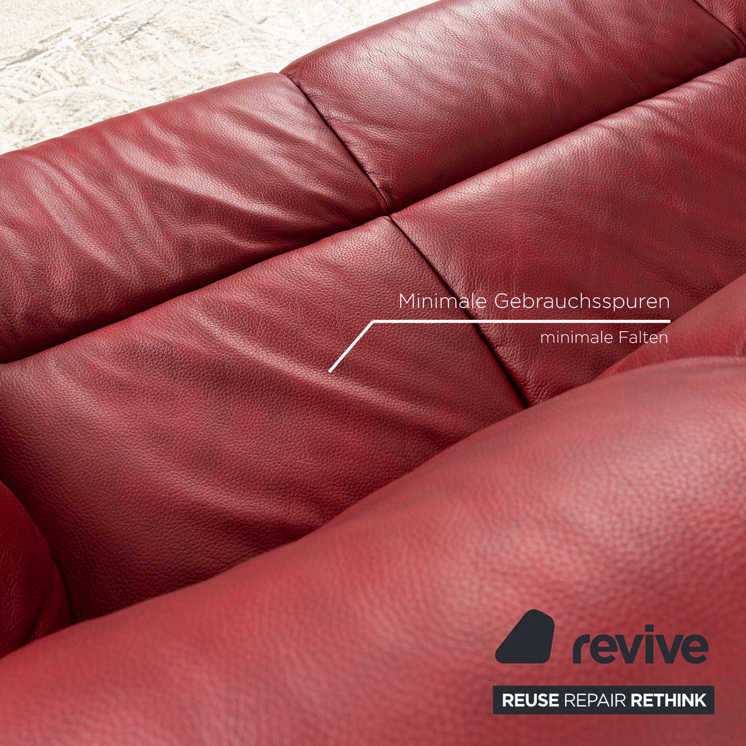 Stressless Oslo Leather Four Seater Red Sofa Couch