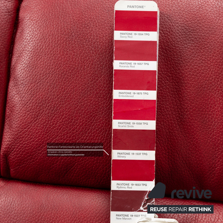 Stressless Oslo Leather Four Seater Red Sofa Couch