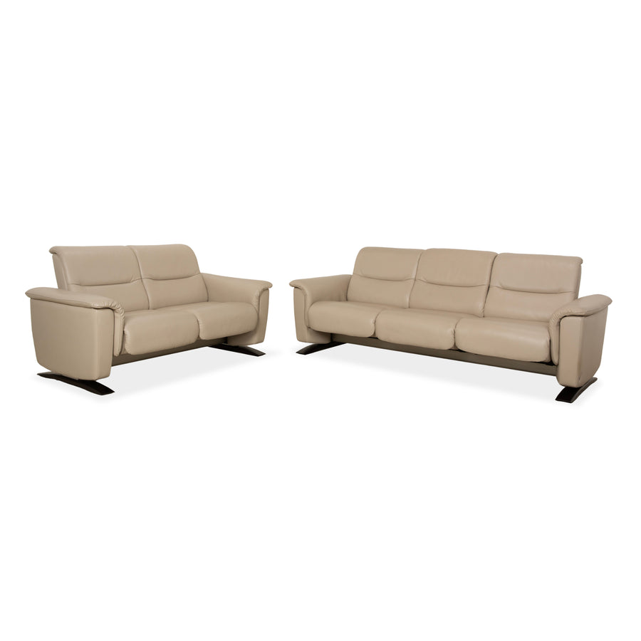 Stressless Panorama Garnitur Leder Dreisitzer + Zweisitzer Beige Sofa Couch