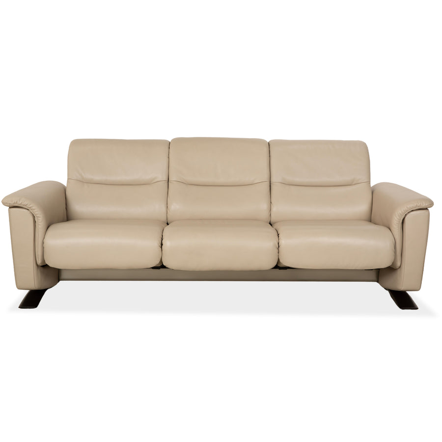 Stressless Panorama Leder Dreisitzer Beige Sofa Couch