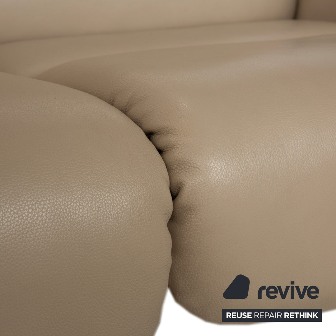 Stressless Panorama Leder Dreisitzer Beige Sofa Couch
