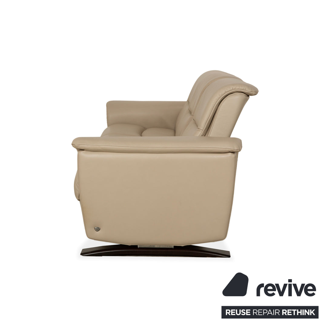 Stressless Panorama Leder Dreisitzer Beige Sofa Couch