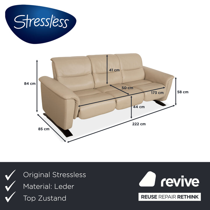 Stressless Panorama Leder Dreisitzer Beige Sofa Couch