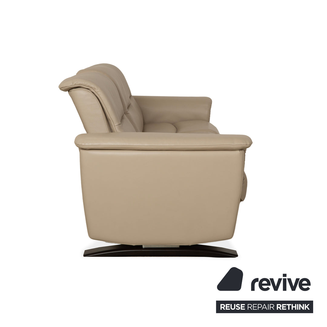 Stressless Panorama Leder Dreisitzer Beige Sofa Couch