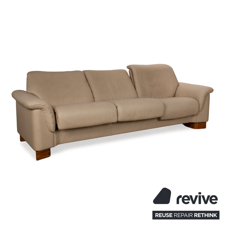 Stressless Paradise Leather Three Seater Beige Sofa Couch