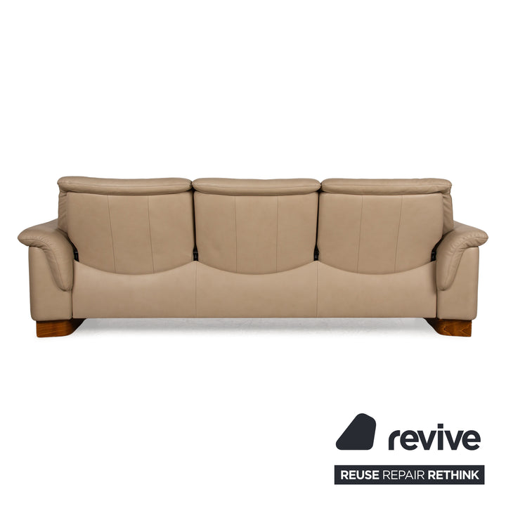 Stressless Paradise Leather Three Seater Beige Sofa Couch