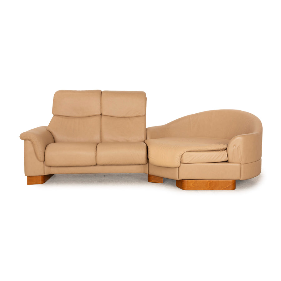 Stressless Paradise Leather Three Seater Beige Sofa Couch