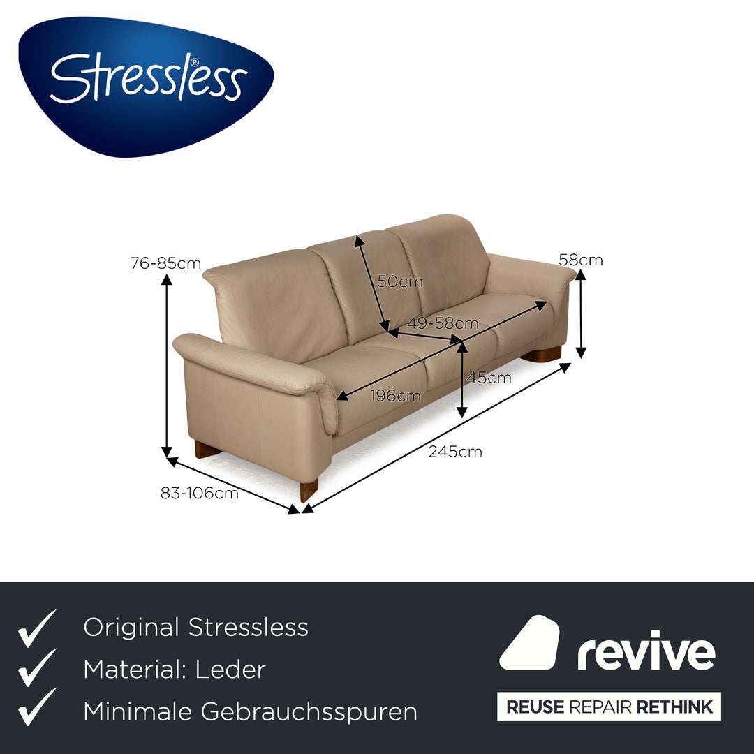 Stressless Paradise Leder Dreisitzer Beige Sofa Couch