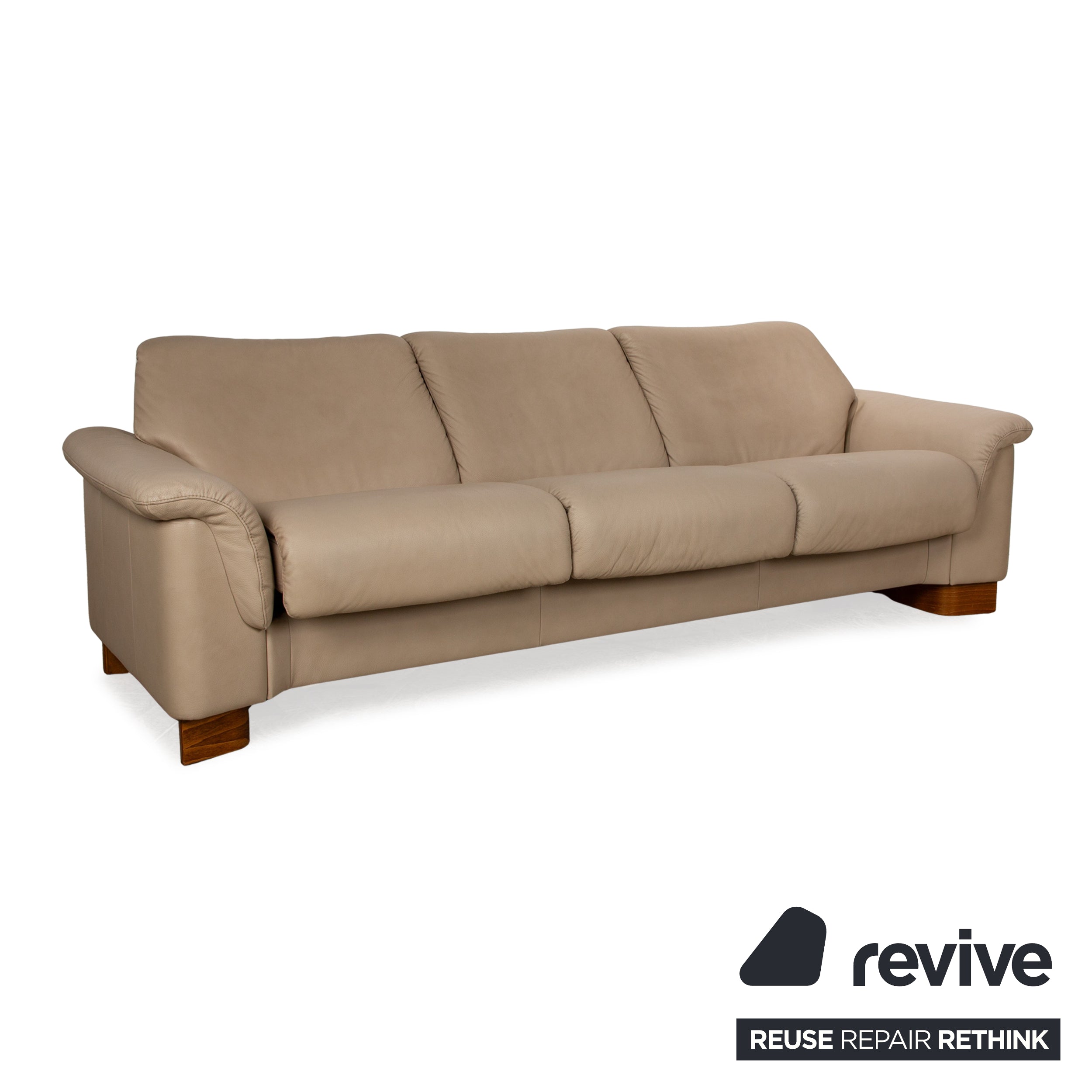 Stressless Paradise Leather Three Seater Beige Sofa Couch